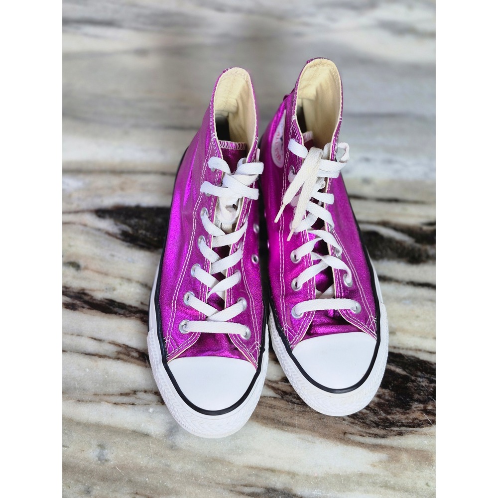 Converse Chuck Taylor All Star High Top Metallic Fuchsia Pink W 8 Barbiecore - Picture 3 of 12